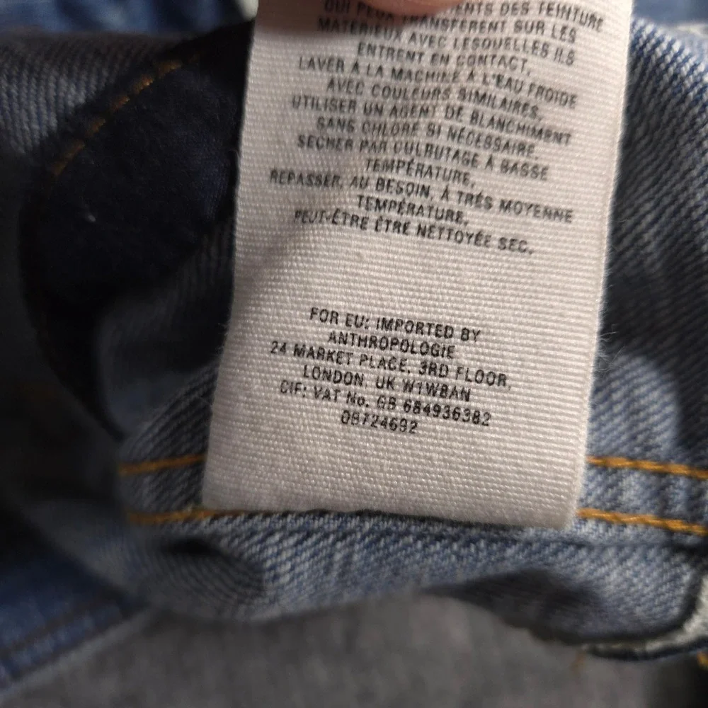 Anthropologie Pilcro Denim Trucker Jacket Womens M Blue Cropped Medium Wash - Picture 10 of 10